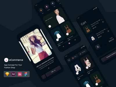 电子商务应用概念-黑暗(eCommerce App Concept - Dark)