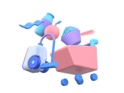 购物车 3D 插图(Cart 3D Illustration)