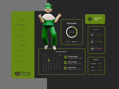 事件管理仪表板深色模式(Event Management Dashboard Dark Mode)