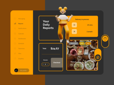 食品订购仪表板深色主题(Food Ordering Dashboard Dark Theme)