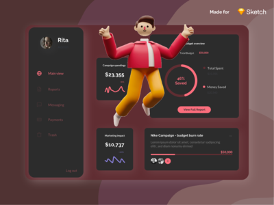 营销仪表板暗模式(Marketing Dashboard Dark Mode)
