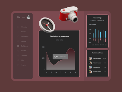 音乐仪表板深色模式(Music Dashboard Dark Mode)