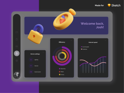 智能家居仪表板深色主题(Smart Home Dashboard Dark Theme)
