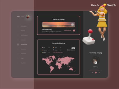 音乐仪表板深色模式(Music Dashboard Dark Mode)