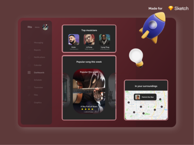 音乐仪表板深色模式(Music Dashboard Dark Mode)
