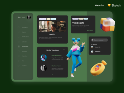 旅行仪表板深色模式(Travel Dashboard Dark Mode)