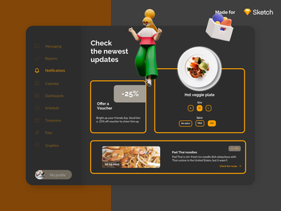 食品订购仪表板深色主题(Food Ordering Dashboard Dark Theme)