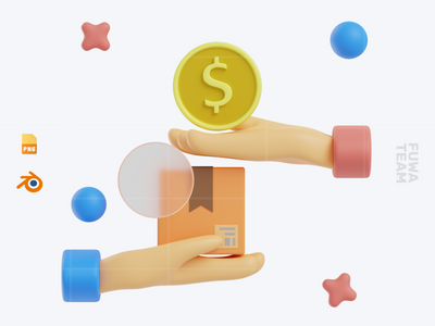 货到付款 - 3D 电子商务图标包（正面）(Cash On Delivery - 3D Ecommerce Icon Pack (front))