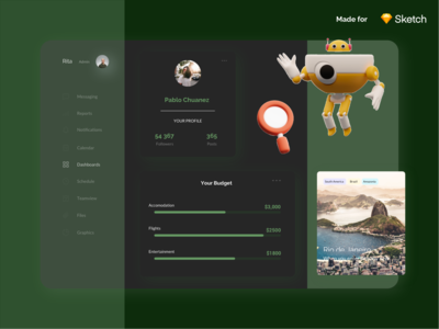 旅行仪表板深色模式(Travel Dashboard Dark Mode)