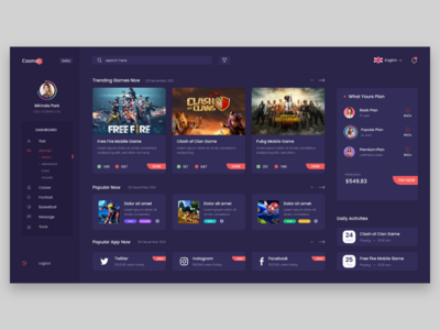 游戏仪表板深色 UI(Gaming Dashboard Dark UI)