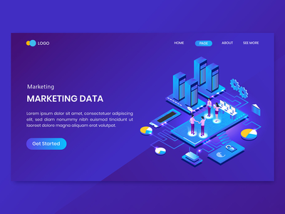 数据挖掘营销等距概念登陆页面(Data Mining Marketing  Isometric Concept Landing Page)