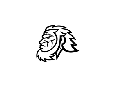 穴居人头侧黑白(Caveman Head Side Black and White)