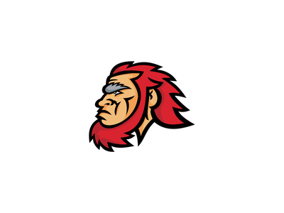 穴居人头侧吉祥物(Caveman Head Side Mascot)