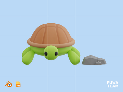 海龟 - 可爱的 3D 水生动物（正面）(Turtle - Cute 3D Water Animal (front))