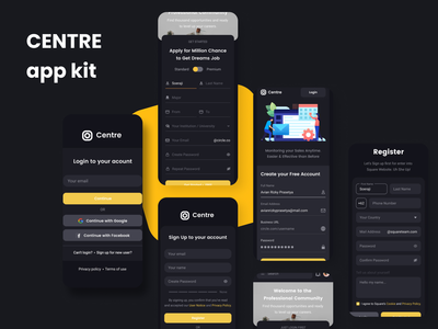 中心 UI 套件暗屏 #1(Centre Ui Kit Dark Screen #1)