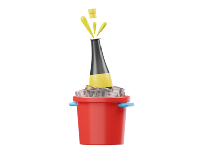 香槟 3D 渲染插图(Champagne 3D Render illustration)