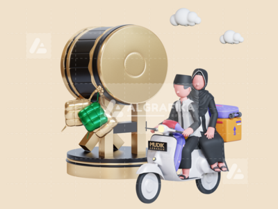 斋月贾巴尔的 3D 人物插图(3D Character Illustration Ramadan Kareem)