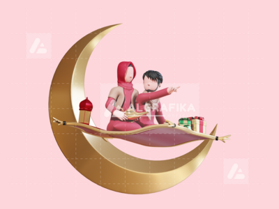 斋月贾巴尔的 3D 人物插图(3D Character Illustration Ramadan Kareem)
