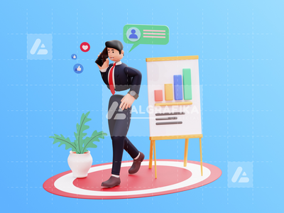 3d 字符商人图(3D Character Businessman Illustration)