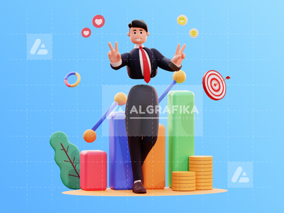3d 字符商人图(3D Character Businessman Illustration)