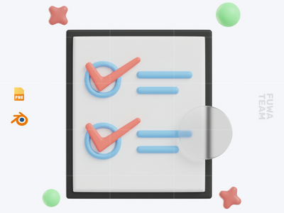 清单 - 3D 学校图标包（正面）(Checklist - 3D School Icon Pack (front))