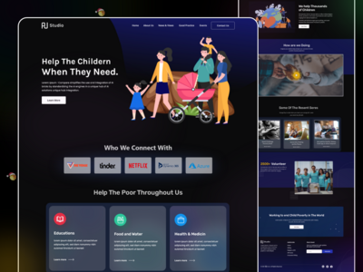 儿童帮助登陆页面设计(Childern Help Landing Page Design)
