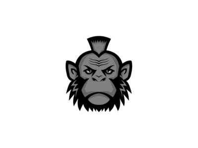 戴着莫霍克吉祥物的黑猩猩(Chimpanzee Wearing Mohawk Mascot)