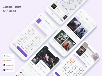 电影票应用程序 UI 套件(Cinema Ticket App UI Kit)