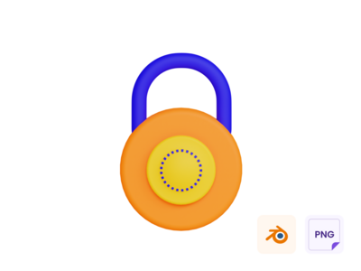 圆形挂锁 3D 图标(Circle Padlock 3D Icon)