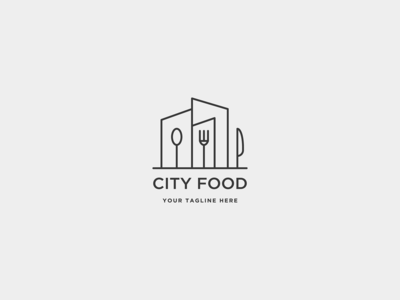 城市食品设备简单平面标志(City food equipment simple flat logo)