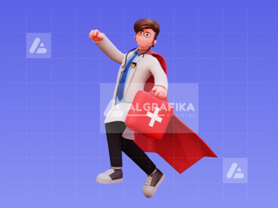 3d 字符男医生插图(3D Character Male Doctor Illustration)