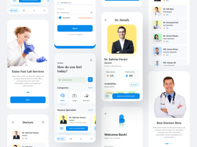 医生预约预约移动应用程序UI套件(Doctor Appointment Booking mobile app UI kit)