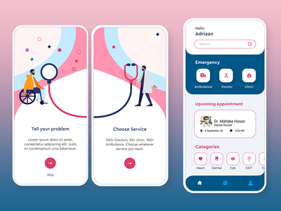 适用于 Android 和 iOS 的医生预约应用程序 UI 设计(Doctor Appointment App UI Design for Android & iOS)