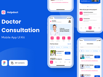 HelpDoct医生会诊移动应用UI套件(HelpDoct Doctor Consultation Mobile App UI Kit)