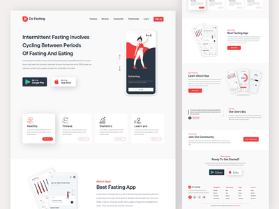禁食应用登陆页面UI(Fasting App landing page UI)