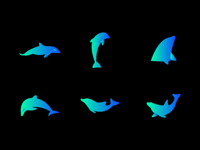 海豚标志/图标集(Dolphin logo/icons set)