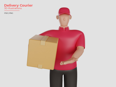 穿着简单的送货员携带客户的货物(Delivery man wearing a red shirt holding a customer's goods)