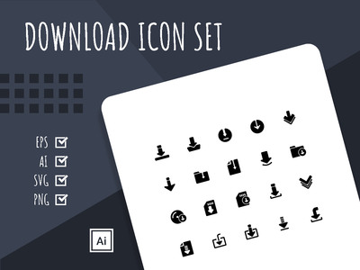 下载实心图标集(Download Solid Icon Set)