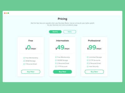 Web 中的定价页面概念(Pricing Page Concept in Web)