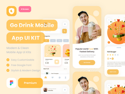 Go DRINK 移动应用程序 UI 套件模板应用程序(Go DRINK Mobile App Ui kits Template App)