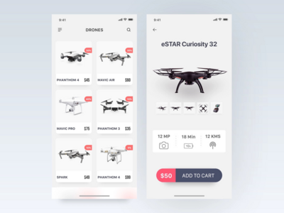 无人机应用程序 ui 设计理念。(drone app ui design concept.)
