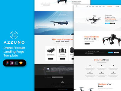 无人机产品登陆页面模板(Drone Product Landing Page Template)