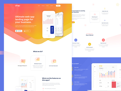 Drop - 应用登陆 PSD 模板(Drop - App Landing PSD Template)