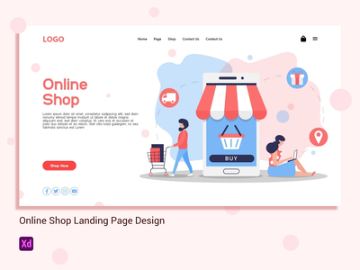 电子商务在线购物登陆页面插图模板(E-commerce Online Shopping Landing Page Illustration Template)