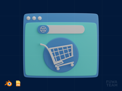 电子商务网站 - 3D SEO 插图（正面）(E-Commerce Site - 3D SEO Illustration (front))