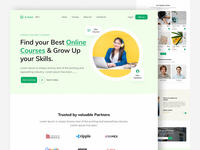电子学习登陆页面概念(E-learning Landing Page Concept)