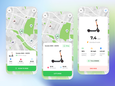 E-Scooter 应用程序 - UI/UX 设计(E-Scooter App - UI/UX Design)
