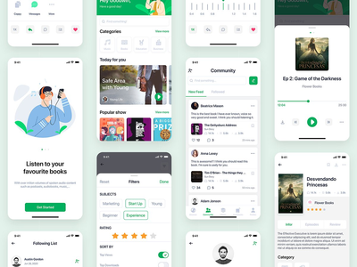 Easybooks - 有声读物 UI 套件 - 素描版(Easybooks - Audiobook UI Kit - Sketch Version)