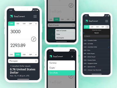 EasyConvert – 货币转换器应用概念(EasyConvert – Currency Converter app concept)