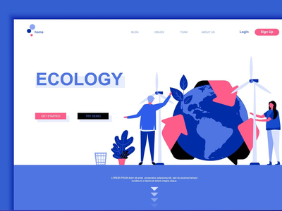 生态地球平面登陆页面模板(Ecology Earth Flat Landing Page Template)